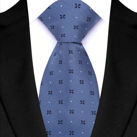 Blue Classic Polyester Stripe Plaid 8cm Tie Black Blue Printed