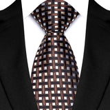 Brown Classic Polyester Stripe Plaid 8cm Tie Black Blue Printed