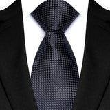 Black Classic Polyester Stripe Plaid 8cm Tie Black Blue Printed