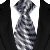 Silver Classic Polyester Stripe Plaid 8cm Tie Black Blue Printed