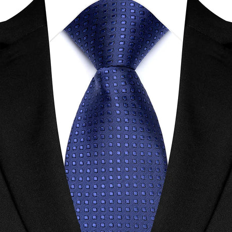 Blue Classic Polyester Stripe Plaid 8cm Tie Black Blue Printed