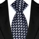 Black Silver Classic Polyester Stripe Plaid 8cm Tie Black Blue Printed