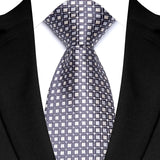 Gray Classic Polyester Stripe Plaid 8cm Tie Black Blue Printed