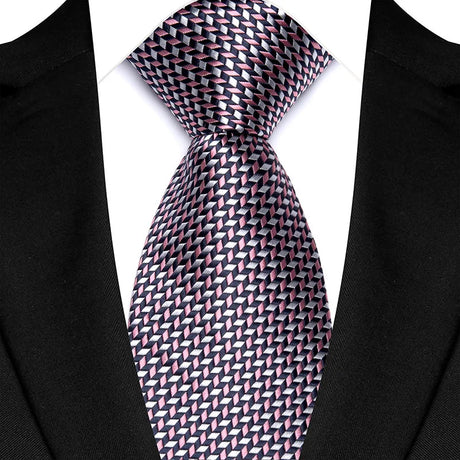 Pink Classic Polyester Stripe Plaid 8cm Tie Black Blue Printed