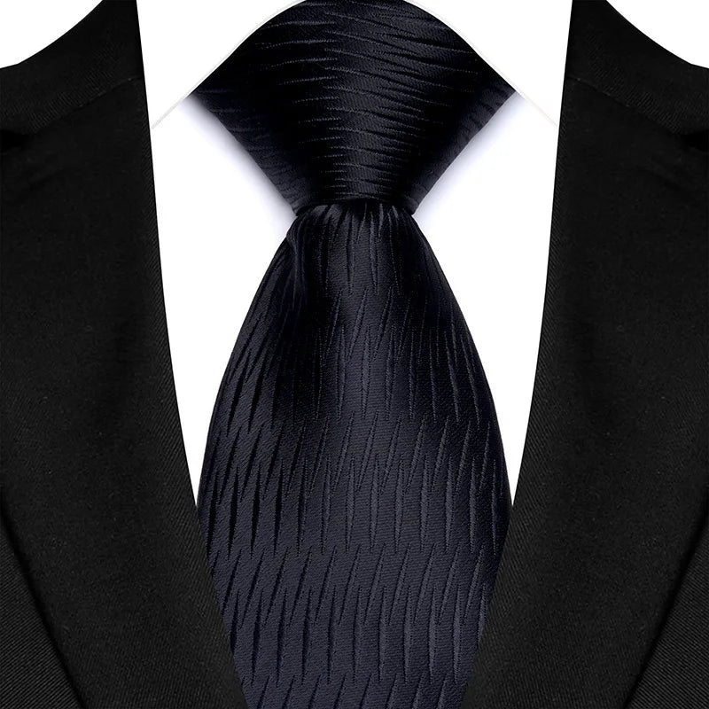 Black Classic Polyester Stripe Plaid 8cm Tie Black Blue Printed