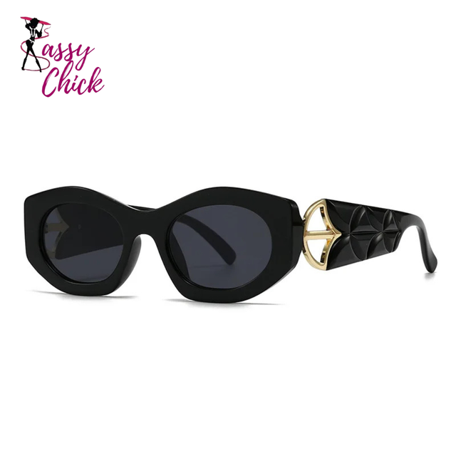Classic Punk Popular Big Frame Cat Eye Sunglasses Sassy Chick Logo