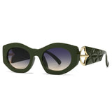 Green Classic Punk Popular Big Frame Cat Eye Sunglasses