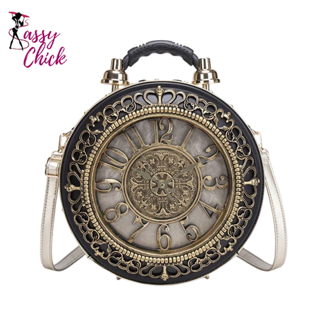 Classic Retro Clock Creative Shoulder Bag Sassy Chick Logo