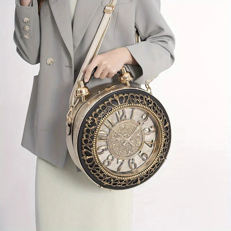 Model using Classic Retro Clock Creative Shoulder Bag