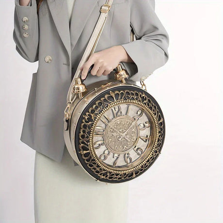 Model using Classic Retro Clock Creative Shoulder Bag