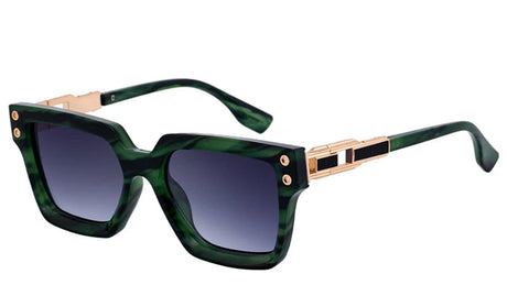 Green Classic Retro Punk Square Polarized Sunglasses