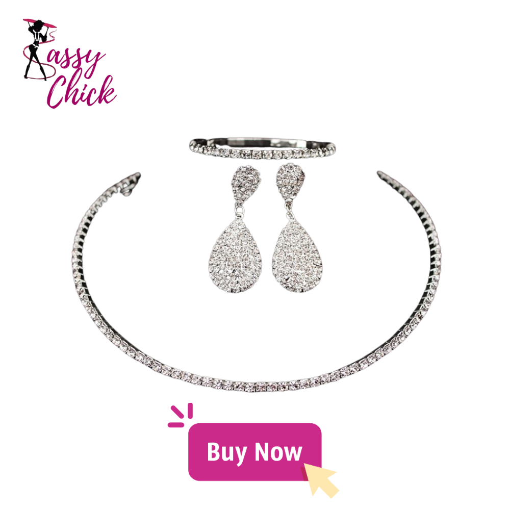 Classic Rhinestone Crystal Choker Necklace Set