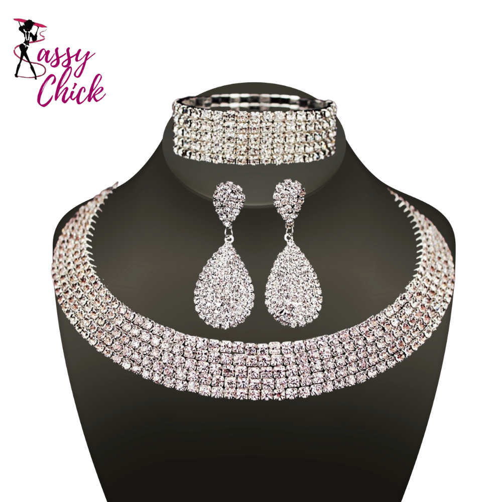 Classic Rhinestone Jewelry Set Sassy Chick Logo