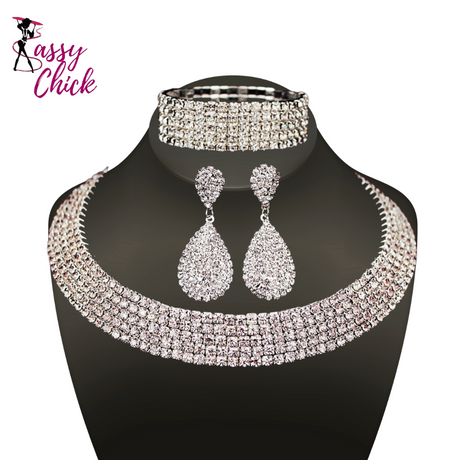 Classic Rhinestone Jewelry Set Sassy Chick Logo