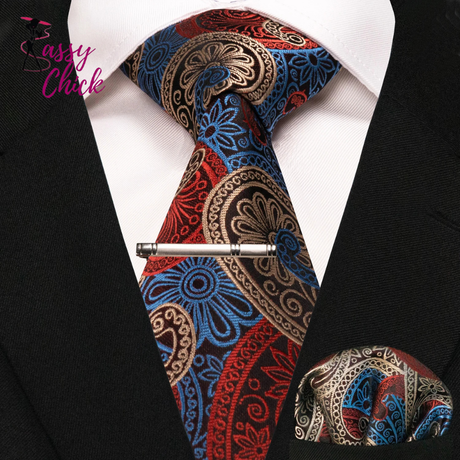 Classic Silk Plaid Stripe Paisley Men's Tie 8cm Sassy Chick Logo