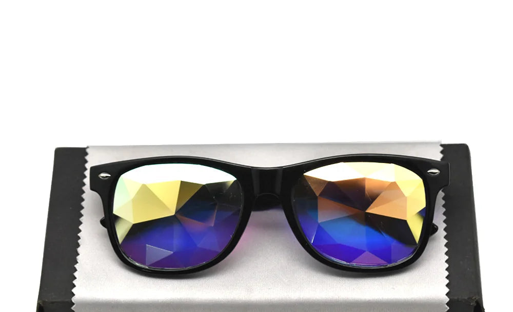 Classic Square Light Diffraction Futuristic Rave Sunglasses