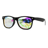 Black Classic Square Light Diffraction Futuristic Rave Sunglasses