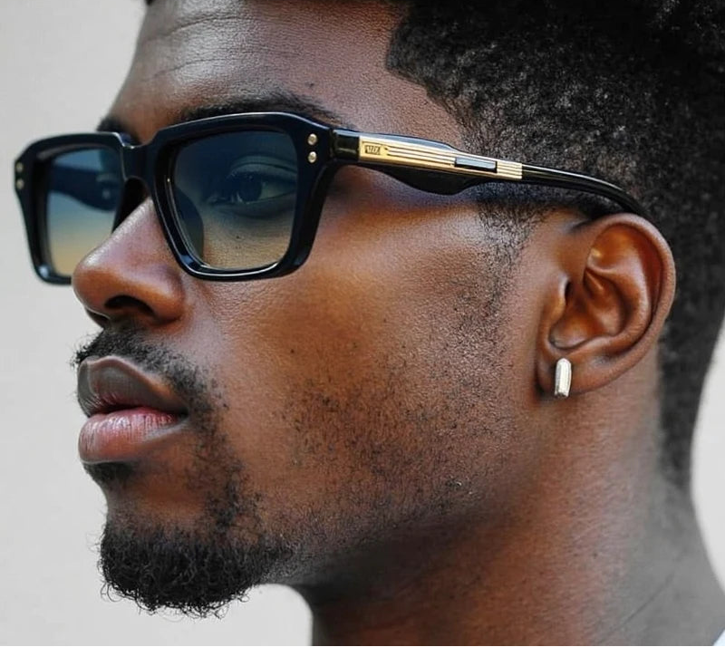Model Using Classic Square Polarized Steampunk UV400 Sunglasses