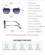 Size of Classic Square Polarized Steampunk UV400 Sunglasses
