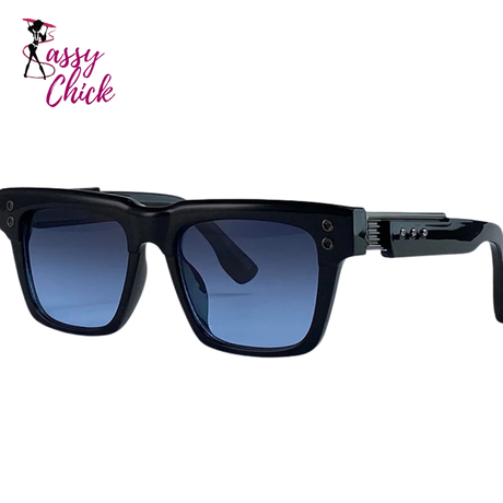 Classic Steampunk Polarized Square Outdoor Driving Sunglasses Sassy Chick Logo