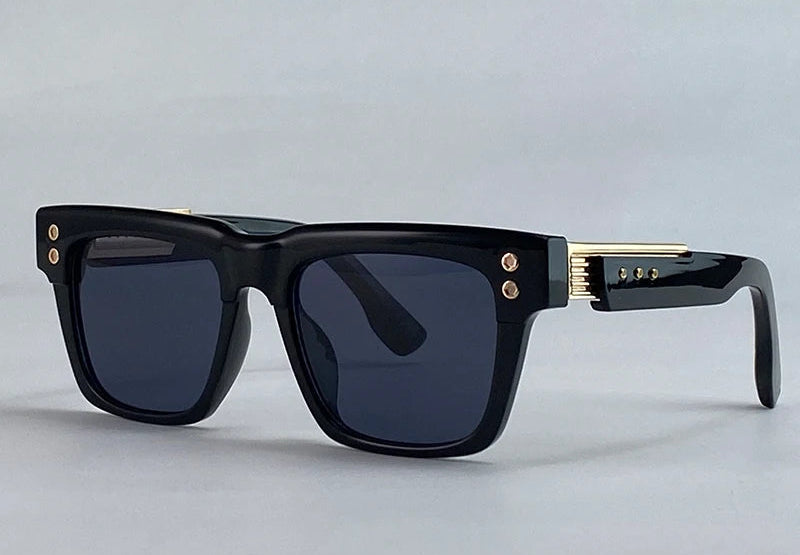 Black Classic Steampunk Polarized Square Outdoor Driving Sunglasses