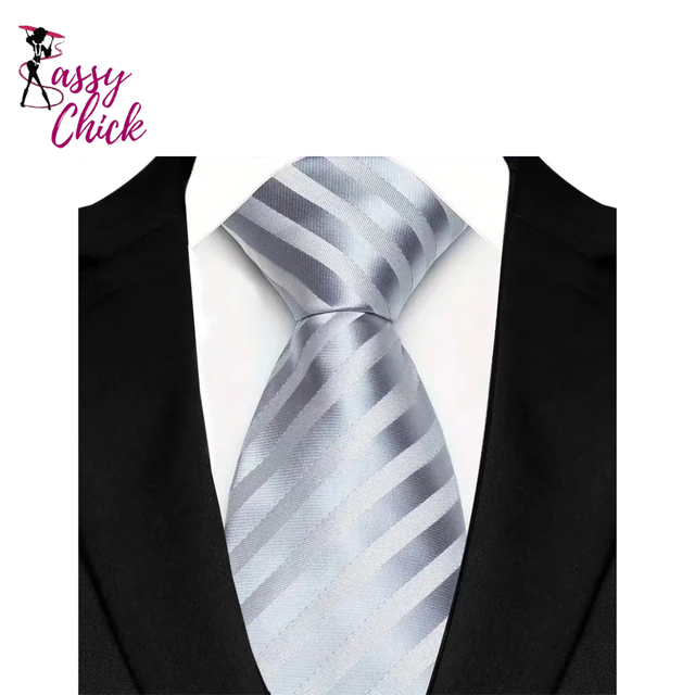 Classic Stripes Plaid 8CM Business Jacquard Woven Necktie Sassy Chick Logo