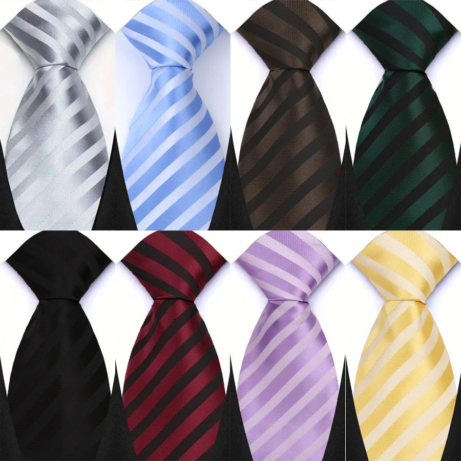Collection of Classic Stripes Plaid 8CM Business Jacquard Woven Necktie