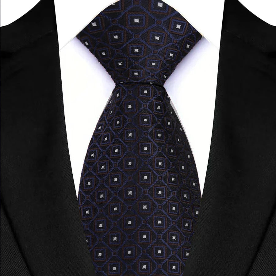 Blue Classic Stripes Plaid 8CM Business Jacquard Woven Necktie