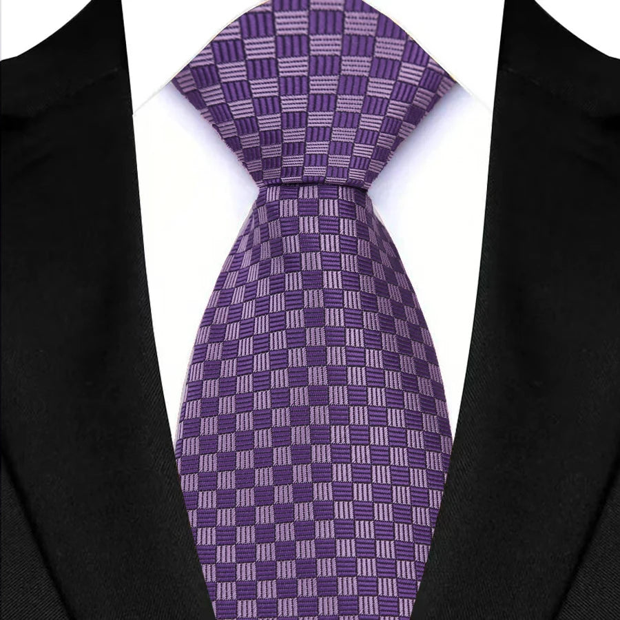 Purple Classic Stripes Plaid 8CM Business Jacquard Woven Necktie