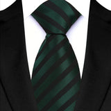 Green Black Classic Stripes Plaid 8CM Business Jacquard Woven Necktie