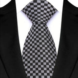 Black White Classic Stripes Plaid 8CM Business Jacquard Woven Necktie