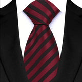 Red Black Classic Stripes Plaid 8CM Business Jacquard Woven Necktie