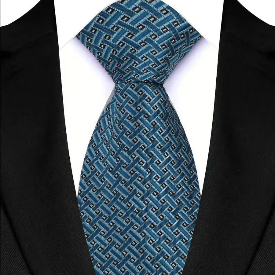 Green Classic Stripes Plaid 8CM Business Jacquard Woven Necktie