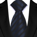 Blue Black Classic Stripes Plaid 8CM Business Jacquard Woven Necktie
