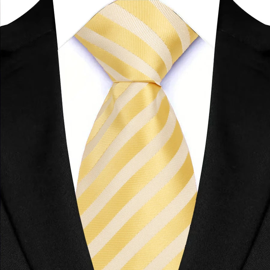 Yellow Classic Stripes Plaid 8CM Business Jacquard Woven Necktie