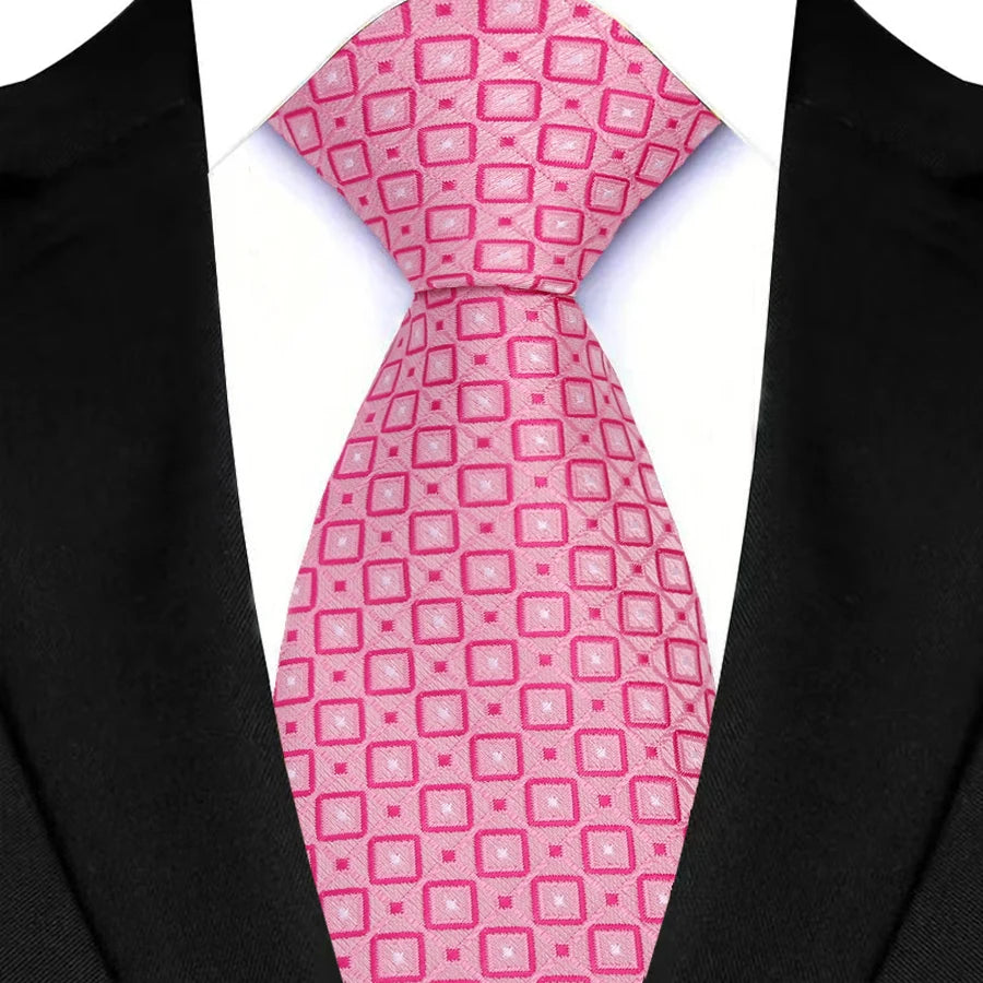 Pink Classic Stripes Plaid 8CM Business Jacquard Woven Necktie