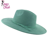 Classic Suede Wide Brim Fedora Hat 9.5cm Sassy Chick Logo