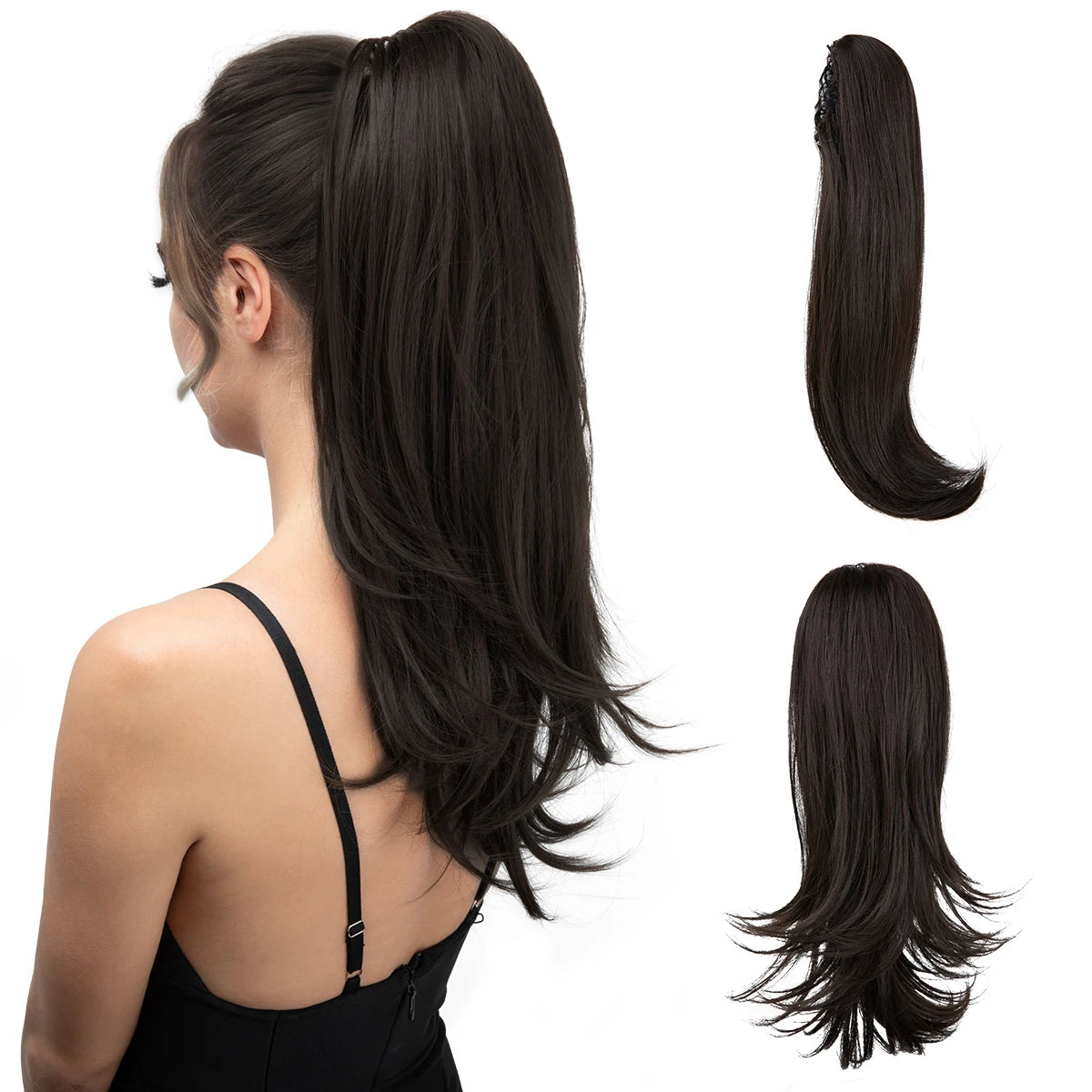 Claw Clip In Ponytail  Silky Straight black