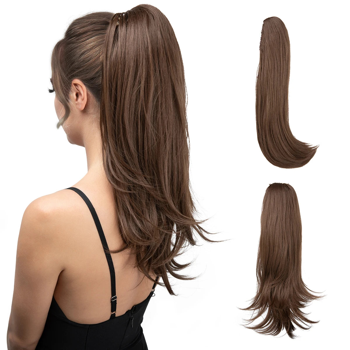 Claw Clip In Ponytail  Silky Straight brown