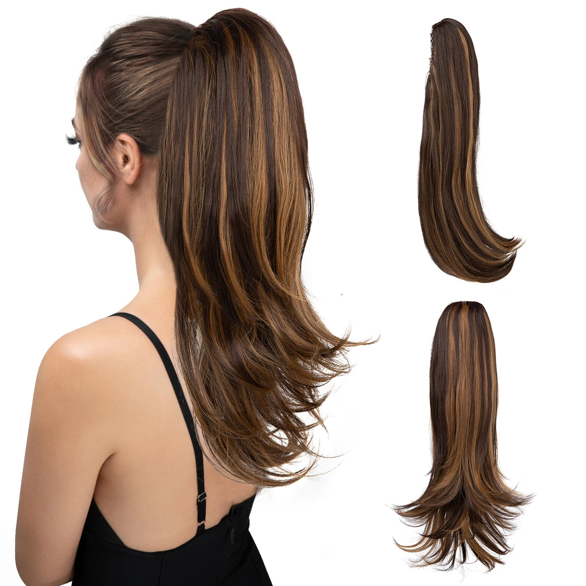 Claw Clip In Ponytail  Silky Straight brown 