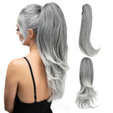 Claw Clip In Ponytail  Silky Straight ash grey