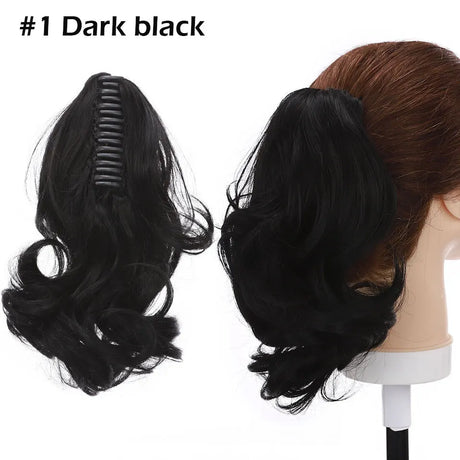 dark black curly ponytail hairpiece 