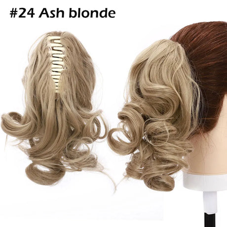 ash blonde curly ponytail hairpiece 