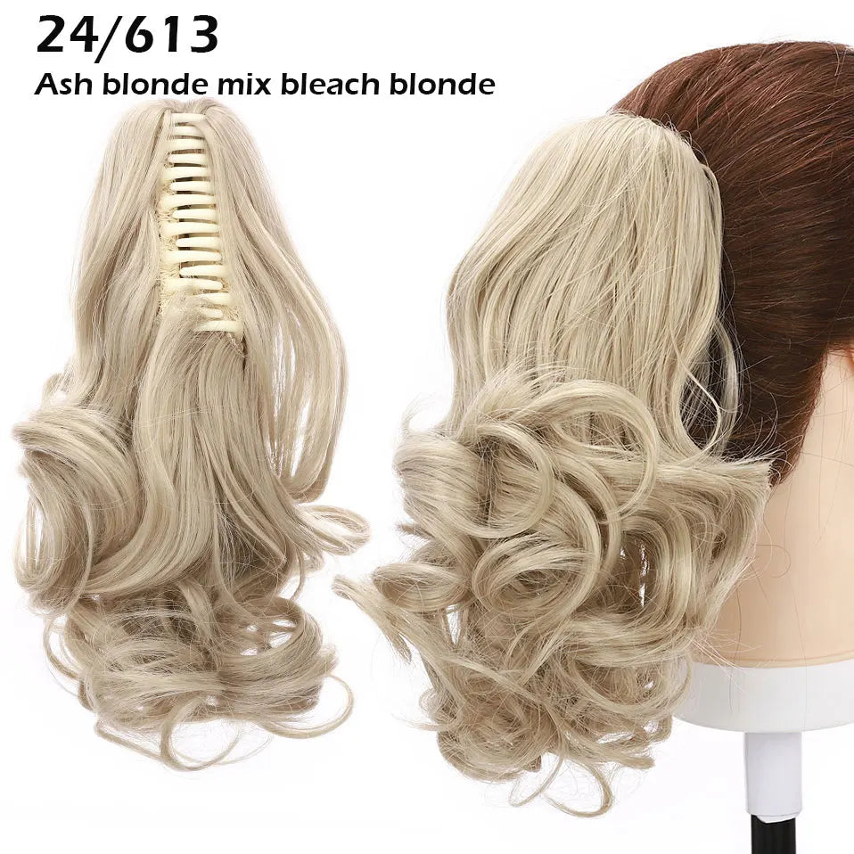 ash blonde curly ponytail hairpiece 