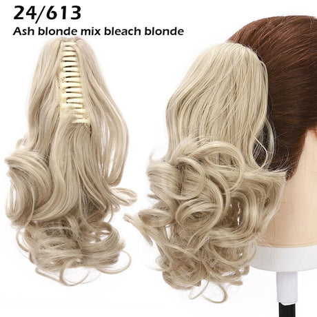 ash blonde curly ponytail hairpiece 