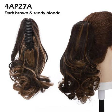 dark brown curly ponytail hairpiece