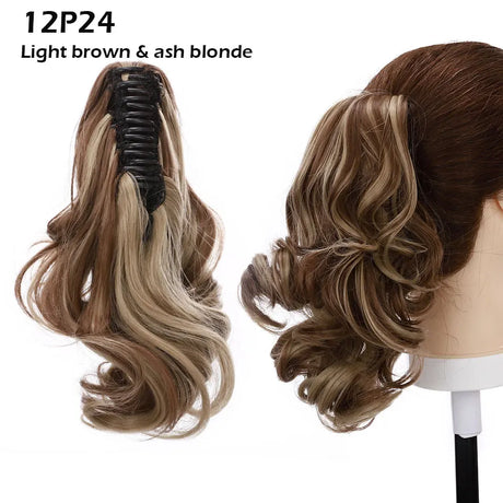 ash blonde curly ponytail hairpiece 