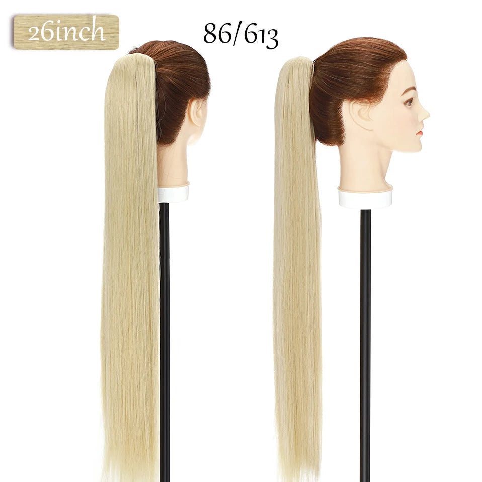 long straight ponytail hairpiece blonde