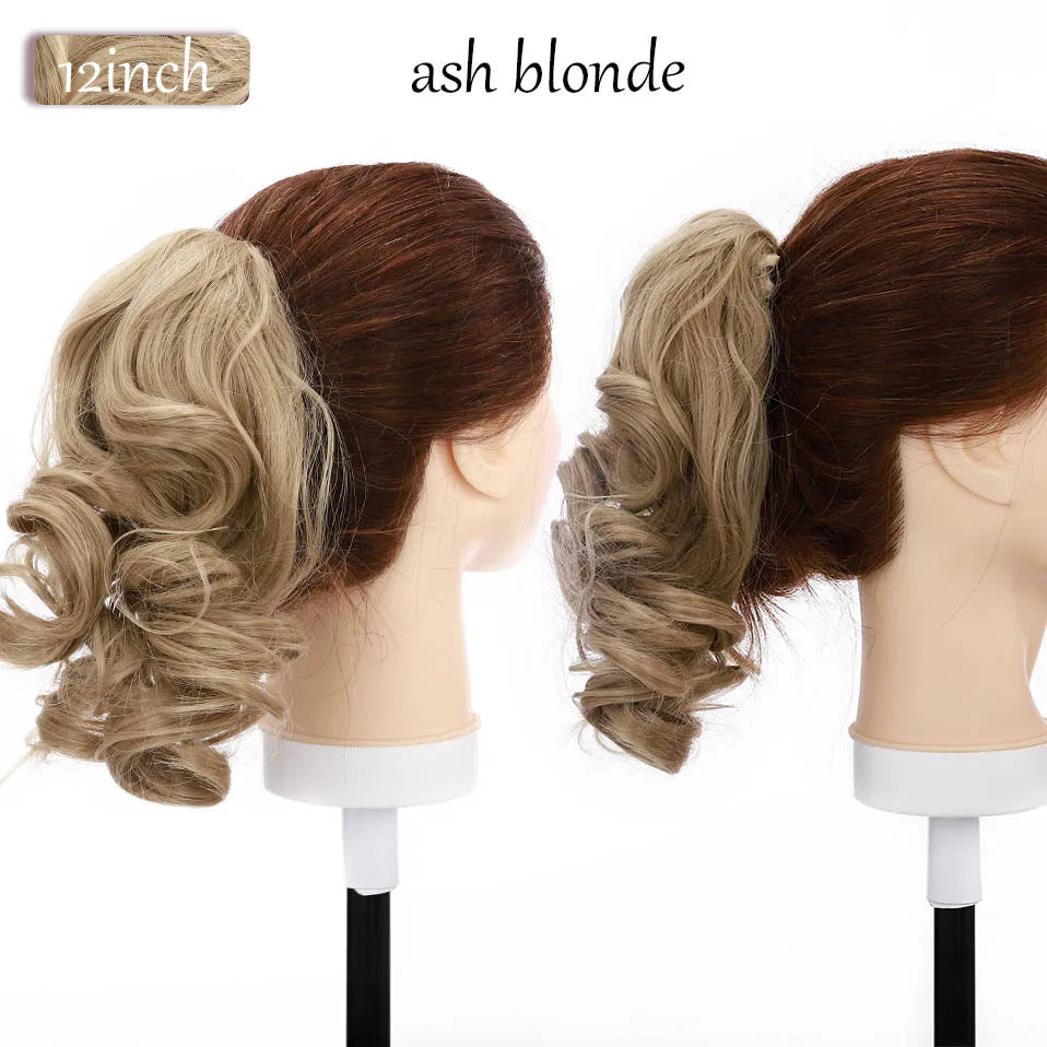 short curly ponytail hairpiece ash blonde 