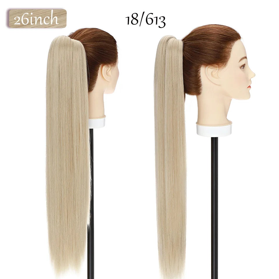 long straight ponytail hairpiece blonde